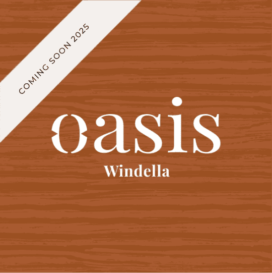 Oasis Windella logo with coming soon 2025 banner