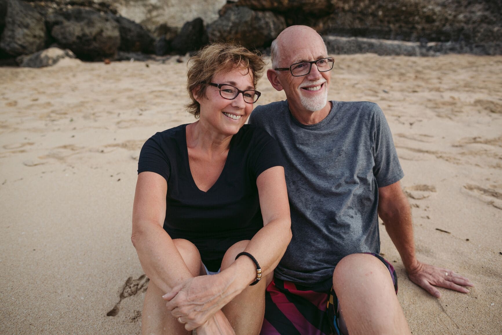 Happy senior couple enjoying their retirement on the beach